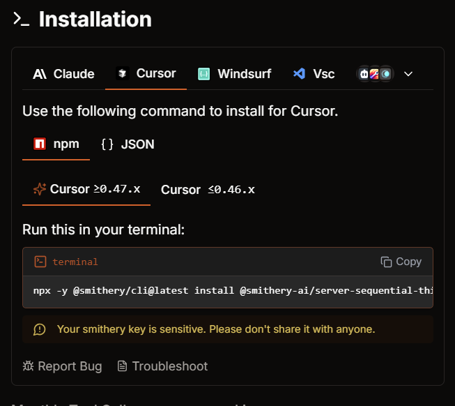 Copy installation command
